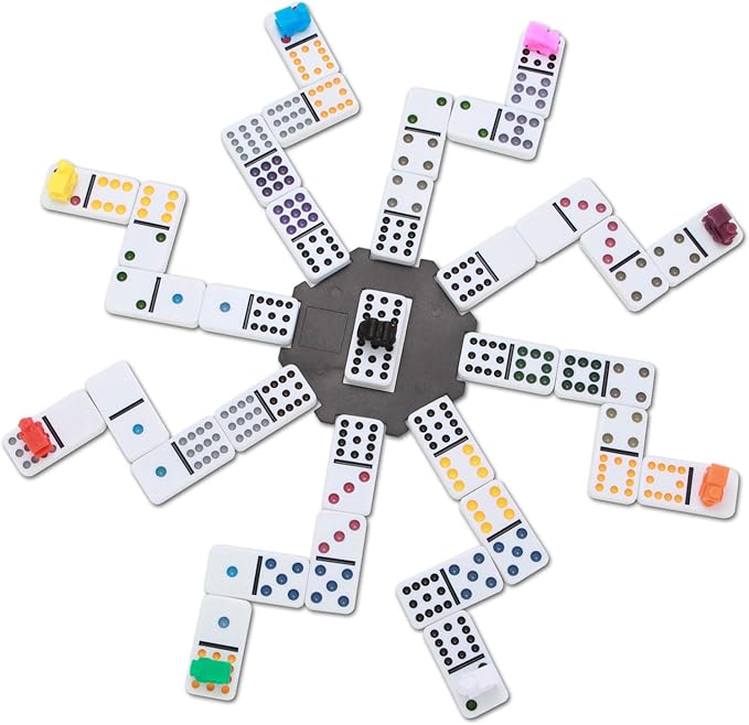 NOLIE Mexican Train Dominoes Game, Double 12 Dominoes Set, Dot Dominoes with Aluminum Case