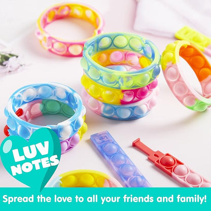 JOYIN 36 Packs Valentines Day Pop Fidget Bracelet, Multicolor Stress Relief Finger Press Bracelets Wristband Fidget Toys for Kids Valentine's Classroom Exchange, Valentine's Party Favors
