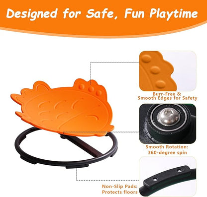 Kids Sensory Swivel Chair - Fish Spinning Chair Seat for Balance, Coordination - Sensory Therapy Stool for Kids with Autism & ADHD - Active Indoor Play Chair for Home & Classroom (Orange)