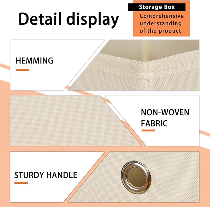 Foldable Storage Cubes Bins ,11 Inch Cloth Storage Cube Fabric Storage Box Cubes Organizer Baskets with Handles for Home Organizer Set of 8 (Creamy-White)