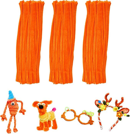 Orange Pipe Cleaners Crafts,Art Supplies,200pcs Chenille Stem,Solid Color Pipe Cleaners Set for DIY Art Creative Crafts and Decorations,Limpia Pipas,Craft Supplies,Christmas/Halloween Gifts