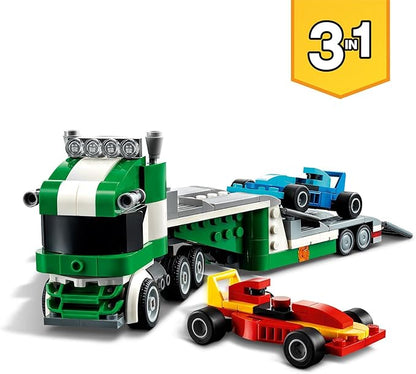 LEGO 31113 Creator 3-in-1 Racing Car Transporter Construction Game Truck with Trailer, Crane and Tug, Gift Idea for Children