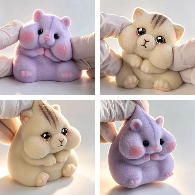 2-Pack Cute Squeeze Handmade Taba Squishy Cat & Hamster Toy Set, Ultra Soft Silicone Squishy Fidget Gift for Adults & Kids (2-Pack Hamster & Cat Set)