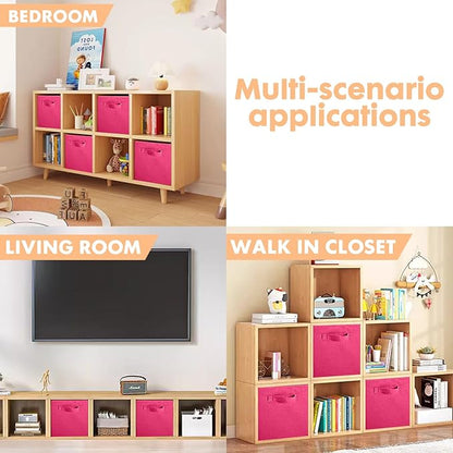ShellKingdom Storage Bins, Foldable Fabric Storage Cubes And Cloth Organizer Drawer For Closet And Toys, 2 Pack (Fuchsia)