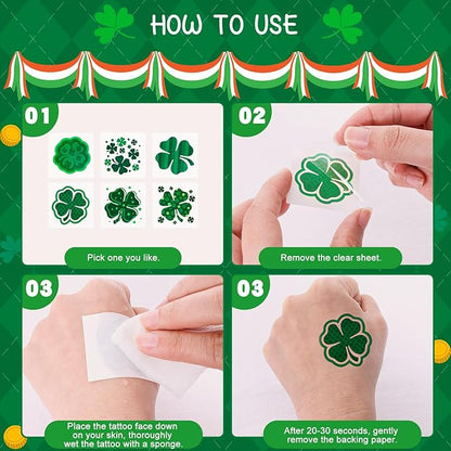 Garma 238 PCS St Patricks Day Decorations Set Glasses Bracelets Coins Necklaces Flags Tattoos Brooches Fake Beards Party Blowers Hand Clappers Saint Patricks Day Party Favors Accessories Supplies