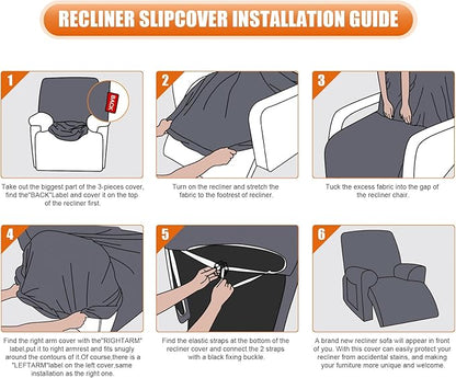 VANSOFY Recliner Chair Cover, 3-Pieces Stretch Recliner Covers for Recliner Chair Soft Reclining Chair Slipcover Furniture Protector for Dogs Cats(Light Coffee)