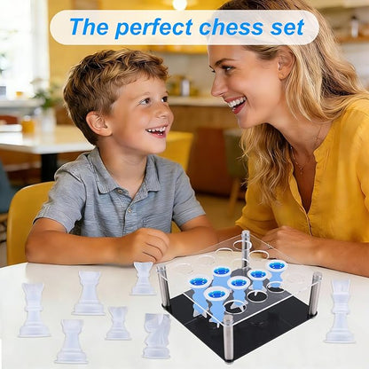 Resin Chess Set Mold, 16-Piece Full Size 3D Silicone Chess Molds Kit with Piece Holder for Epoxy Resin Checkers Casting DIY Home Decoration Board Game & Family Party Craft