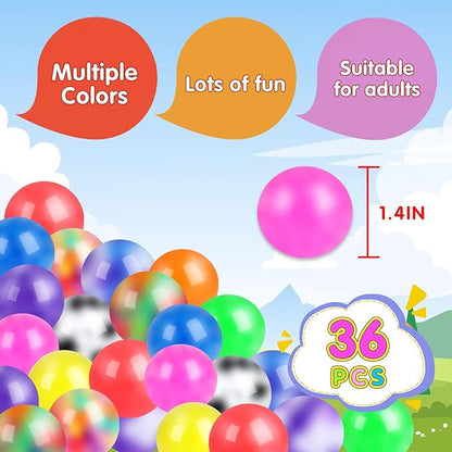 36 Pack Squishy Ball, Stress Balls Bulk for Adults, Anti-Anxiety and Fidget Balls to Relax, Birthday Gifts