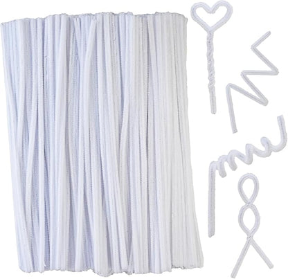 Qirimoi White Pipe Cleaners Craft Pipe Cleaners Bulk Pipecleaners Crafts Supplies，200Pcs White