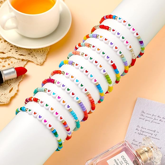 Bonuci 12 Pcs Kids Motivational Friendship Bracelets Letter Beads Bracelets for Girls Toddler Bracelets Gifts Bulk for Girls Kids