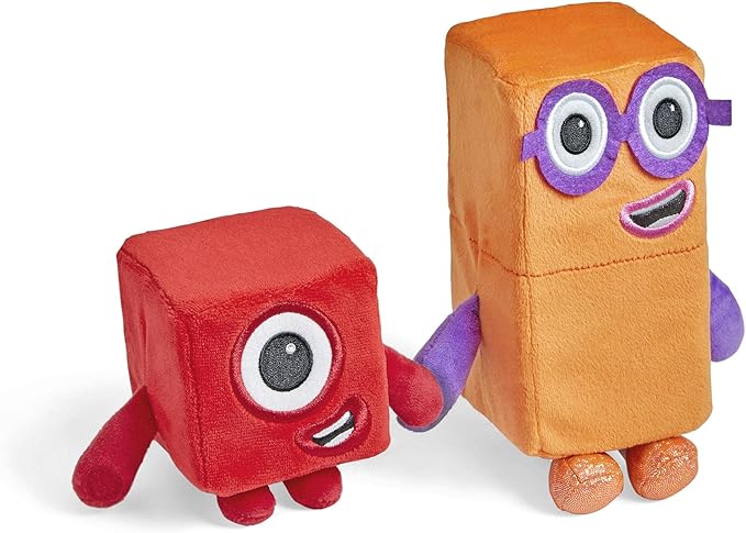 hand2mind Numberblocks One & Two Playful Pals Plush, Numbers for Toddlers, Preschool Math Learning Toys, Stuffed Animal Plushies, Counting Blocks Stuffies, Kids Birthday Gifts, Easter Basket Stuffers