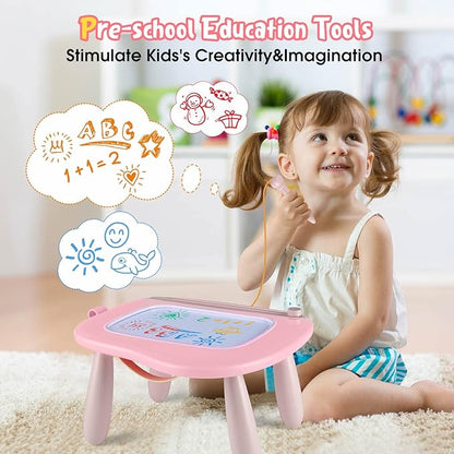 Smasiagon Magnetic Drawing Board for Kids, Toddler Toys for 1-2 Year Old Girl, Portable Doodle Board Pad Learning and Educational Toys for Ages 1 2 3 Year Old Baby Girl Birthday Gift（Pink）
