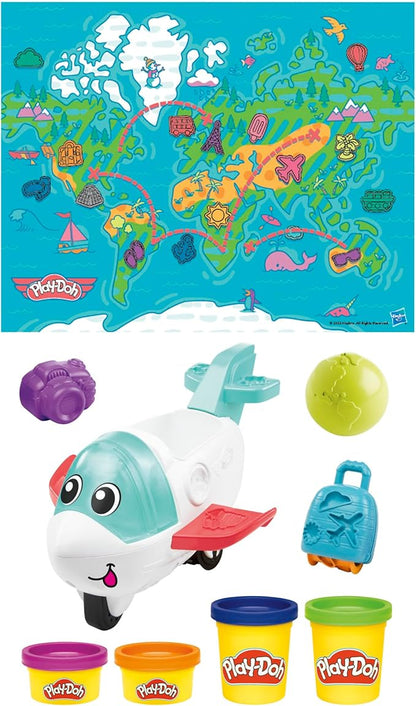 Play-Doh Airplane Explorer Starter Set, Preschool Toys for 3 Year Old Girls & Boys & Up with Jet, World Map Playmat, 3 Accessories, & 4 Modeling Compound Colors
