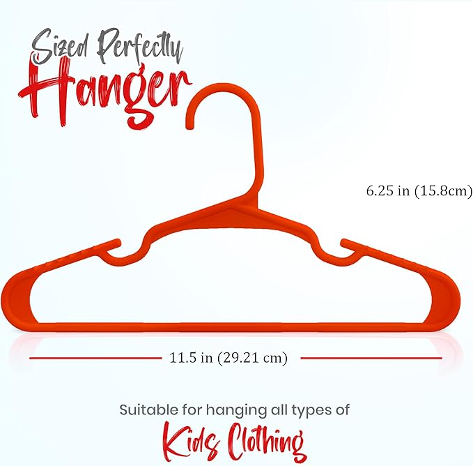 Utopia Home 60 Pack Kids Hangers - 11.5 Inch Plastic Baby Hangers for Closet - Childrens Hanger for Clothes & Infant Hanger for Closet - Ideal for Everyday Standard Use (Red)