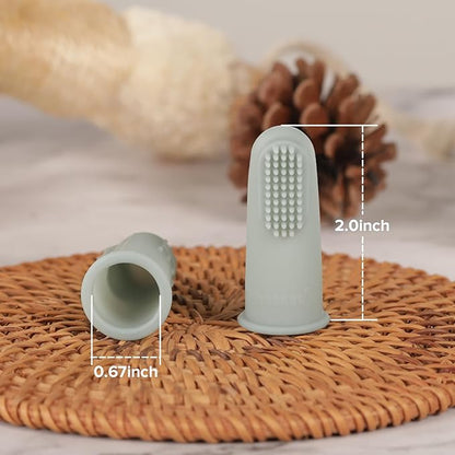 haakaa Baby Toothbrush, Soft Food Grade Silicone Baby Teether Finger Tooth Brush for Toddler, Baby First Toothbrush Infant Teething Toys Training Toothbrush, 0 Months+,2 Pack, Pea Green