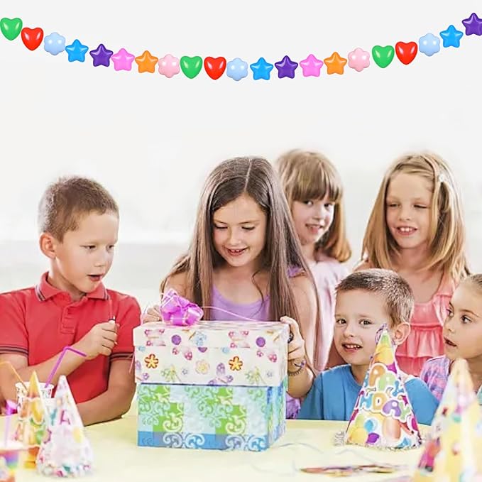 GOGOSO Ball Pits Balls for Toddlers, 100 Stars Hearts Florid Shapes Ball, Flowers Plastics Balls for Bounce House, Pastel Ball for Kids Birthday Party Xmas Friendship Bracelet Banner Decor