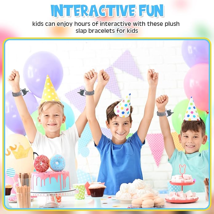 6 Pieces Shark Slap Bracelets Stuffed Animal Slap Band Party Favors Plush Slap Bracelets Bulk for Kids Party Favors Birthday Gifts