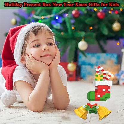 Christmas Bells and Boot Building Blocks Set Compatible with Lego Advent Calendar 2024 Stacking New Toys Holiday Present Box New Year Xmas Gifts for Kids for Boys & Girls and Adults