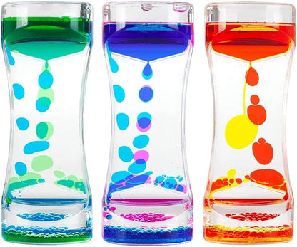 Oneshow Liquid Motion Bubbler Timer Colorful Oil Hourglass Liquid Sensory Toys Activity Fidget Toy Calm Stress Relief Desk Toys Desk Decor for Adults and Teenager Fidget Water Timers 3 Pack