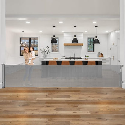 178 Inch Retractable Baby Gates Extra Wide Gates for Dogs Indoor Outdoor Large Baby Gate for Super Wide Openings Dog Gates for The House Extra Wide Long Baby Gate for Doorways Retractable Pet Gate