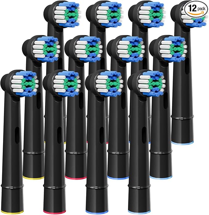 GENKENT 12 Pcs Replacement Brush Heads Compatible with Oral B Braun Electric Toothbrush Heads Black