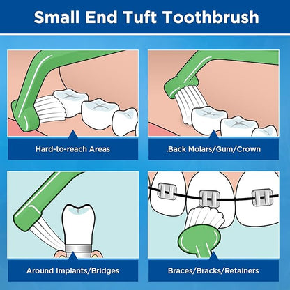 End Tuft Toothbrush, Orthodontic Toothbrush Small Head, Ultra Soft Gum Brushes for Braces, Implants, Retainers and Teeth Detail Cleaning, 6 Pcs