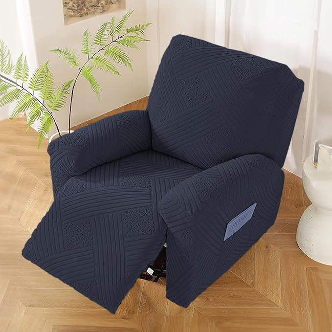 NORTHERN BROTHERS Recliner Chair Covers - Lazy Boy Recliner Covers That Stay in Place, 4 Pieces Reclining Chair Cover Recliner Slipcovers 1 Seater, Deep Blue