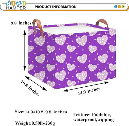 NTAOHAMPER Rectangular Storage Basket Empty,Storage Bin with Handles,Room Decor,Gift Basket,Book Box(Purple Love)