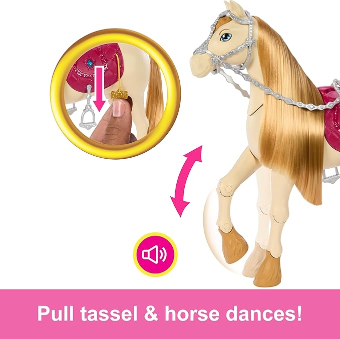 Barbie Toy Horse with Sounds, Music & Accessories, Inspired by Barbie The Great Horse Chase, Horse Moves, Dances & Blinks Eyes