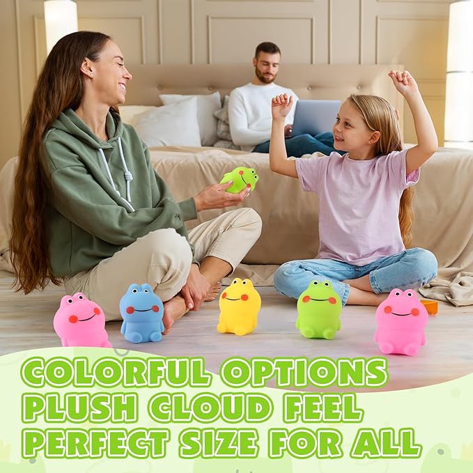 8 Pack Squishy Squeeze Stress Ball Fidget Toys for Adults, Big Cute Frog Sensory Squishy Toys, Squeeze Stress Toys Bulk for Party Favors, Classroom Prize Gift, Easter Basket Stuffers for Kids