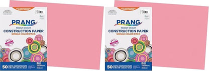 Prang (Formerly SunWorks) Construction Paper, Pink, 12" x 18", 50 Sheets (Pack of 2)