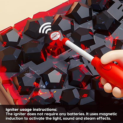 CUTE STONE Kids BBQ Grill Playset, Kitchen Toy Set, Realistic Smoke, Sound & Light,Kitchen Grill Playset,Toy Kitchen Accessories, Indoor Outdoor Interactive Pretend Play Toys for Boys Girls, 23.6" H