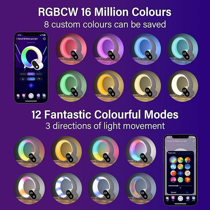 Sunrise Alarm Clock Wake Up Light - Smart Lights Sound Machine with Sunrise Simulation, App Control, Bluetooth Speaker, Music Sleep Atmosphere Lamp for Kids, Heavy Sleepers