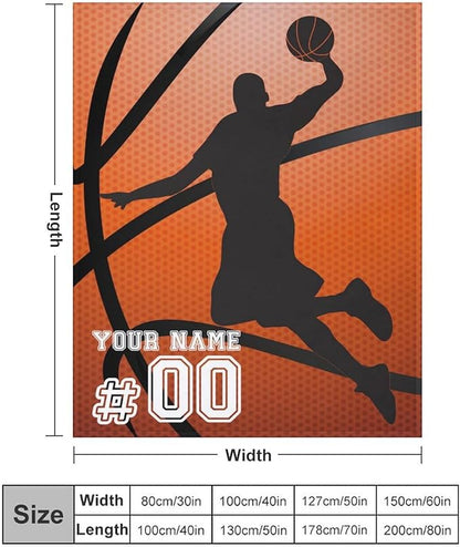 Custom Basketball Blanket - Soft Flannel Sports Basketball Blankets for Teens Adults Women Men Basketball Lovers - Warm Basketball Throw Blankets for All Season Lap, Chair, Sofa - 70"x50"