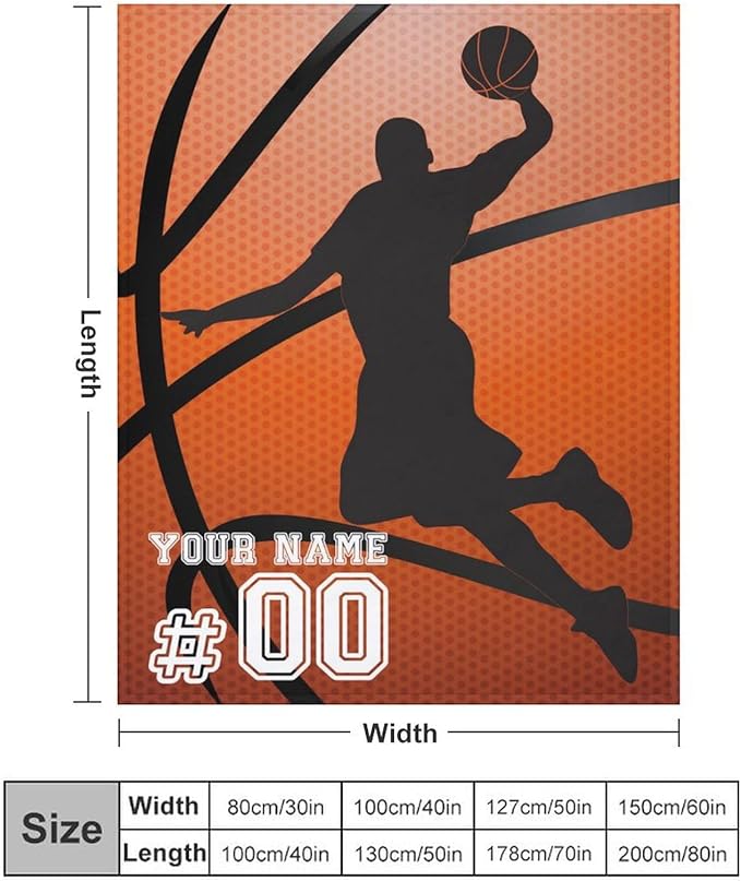 Custom Basketball Blanket - Soft Flannel Sports Basketball Blankets for Girls Boys Kids Pet Basketball Lovers - Warm Basketball Throw Blankets for All Season Sofa Lap, Chair - 40"x30"