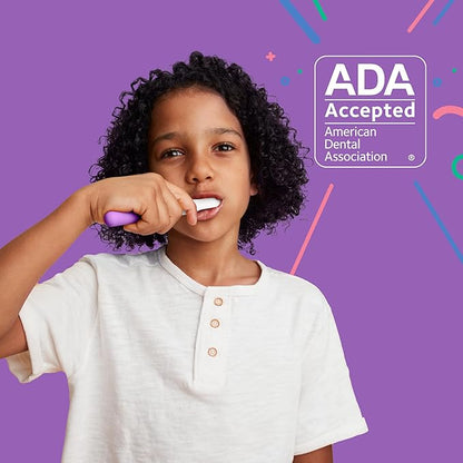 Quip Sonic Toothbrush for Kids with Timer - Includes Extra Brush Head and Travel Cover Mount - Electric, Soft Bristle Refill Head, Rubber Handle, 3 Month Battery Life - Travel Toothbrush - Purple