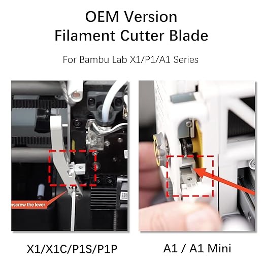 Original Bamboo Lab Replacement Filament Cutter Blade for Bambu lab P1S/P1P/X1/X1C/A1/A1 Mini 3D Printer - Prevent Filament Jams, Compatible with AMS Retractions