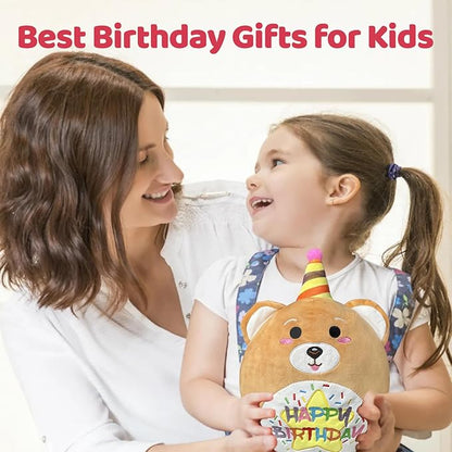 10’’ Happy Birthday Bear Plush Pillow Plush Toys for Kids Birthday Gift for Kids Toddlers