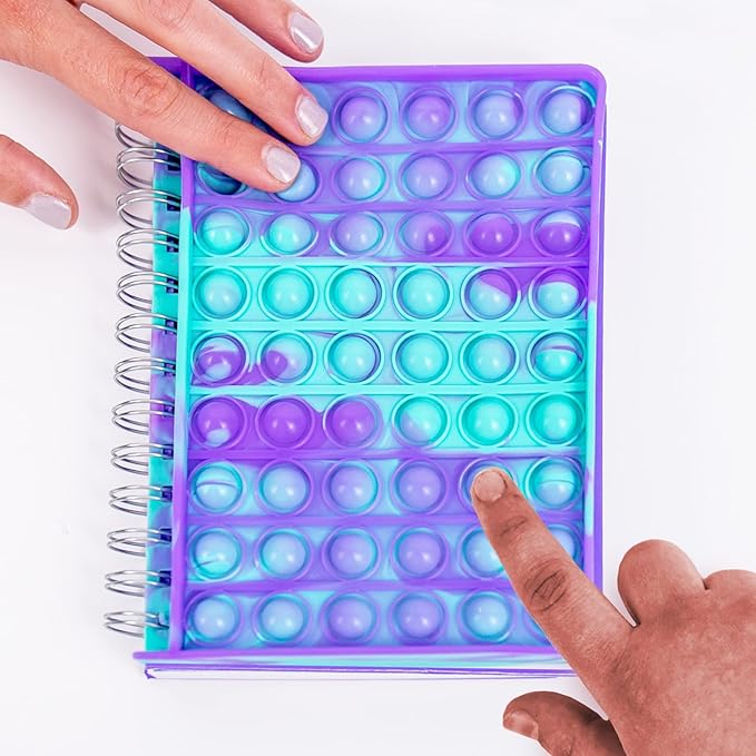 Just My Style Fidgiwear Purple Push & Pop Journal By Horizon Group USA, Poppable Fidget Toy Spiral-Bound Journal Includes Never-Ending Poppable Fidget Toy Cover & 80 Pages, Pop Fidget Sensory Notebook