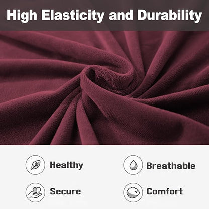 NORTHERN BROTHERS Stretchy Recliner Chair Covers, Velvet Recliner Covers, Lazy Boy Chair Cover (Wine Red, 3 Seat)