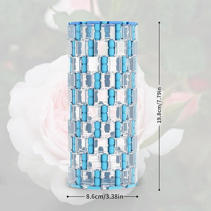 MOOXI-MOC Transparent Blue Vase Building Set,Compatible with Lego Flower Bouquet 10280,DIY Creative Building Blocks Display Arrangement Household Decorative Toys(340pcs)