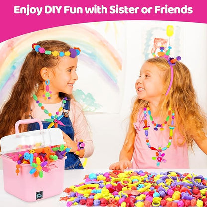 NIDOOT Pop Beads, Girls Jewelry Making Kit, Bracelet Making Kit for Girls, 550Pc+ Snap Beads for Kids, Girl Toys Age 4-5, 5 6 Year Old Girl Gift, Crafts for Kids Ages 3-12