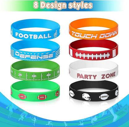 Kasyat 48 Pcs Football Party Favors Football Silicone Bracelets Motivational Rubber Wristbands Football Wristbands for Sport Themed Birthday Party Supplies Decorations Gifts Prize