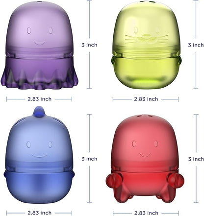 Ubbi Translucent Interchangeable Bath Toys for Baby and Toddler, Colorful Mix and Match Baby Bathtub Toys, Set of 4