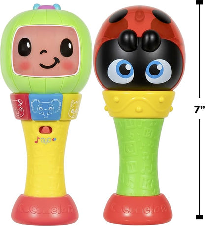 CoComelon Sing ‘n Play Maracas, 3 Play Modes - Plays 6 Fan Favorite Song Clips, Learn Animal Sounds and Colors - Lights Up - Two Maracas - Musical Instruments for Kids, Toddlers, and Preschoolers