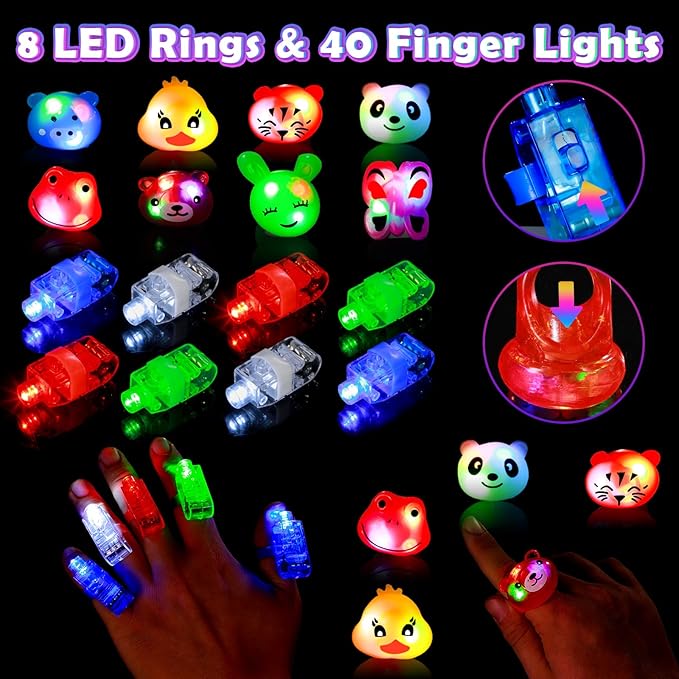 180PCS Light Up Toys Glow In The Dark Party Supplies for Adult Kids, Christmas Party Favors With LED Glasses, Hair Clips, Glow Sticks Bulk Party Pack DIY Glow Necklaces Bracelets Headband