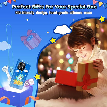 Kids Smart Phone for Boys, 4.0" Touchscreen Learning Music Puzzle-Games Toddler Phone for Kids Ages 3-9, Dual Camera，Built-in 8G SD Card Kids Phone Toy, Gifts for Kids Cell Phone Toy, Light Blue