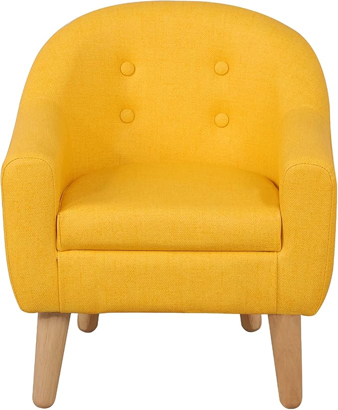 Getifun Single PVC Kids Sofa Chair, Toddler Sofa Couch with Wooden Legs, Children Armchair for Children Gift (Yellow)