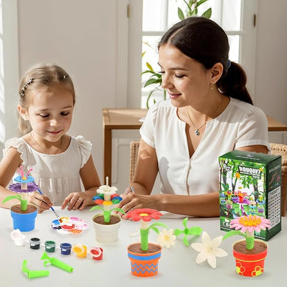 Pairez Toys Flowers Building Blocks Toys, Painting Kit Flower Toys for Kids, Arts and Crafts Kits, STEM Educational Gardening Pretend Toy for Girls & Boys Age 6 7 8 9 10