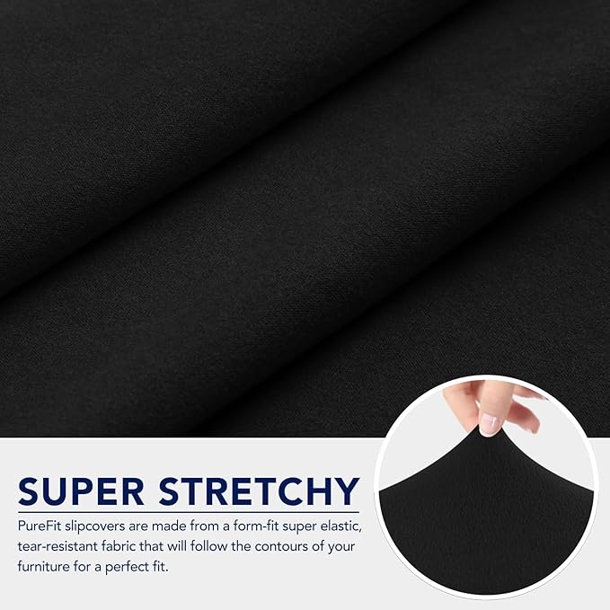 PureFit 100% Dual Waterproof Couch Cover Slipcovers for Couches and Sofas - Stretch Non Slip Fleece Sofa Covers Washable, Leakproof Furniture Protector for Kids, Pets, Dog (Loveseat, Black)